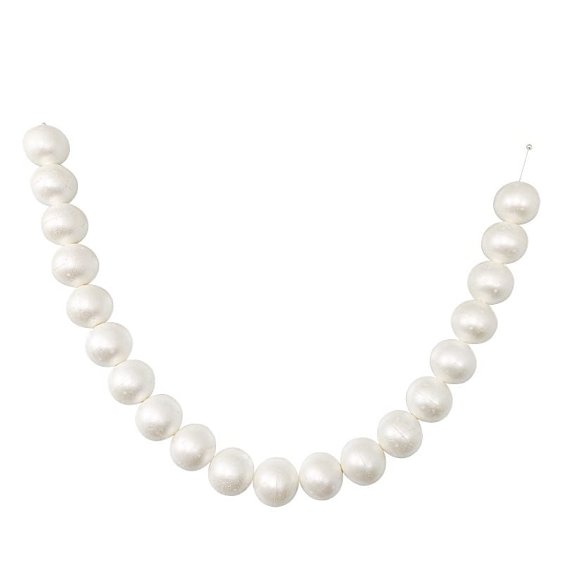 5 ft Foam Garland with 20 Pearls - White BKDP_DECOR_PRL_8CM_WHT
