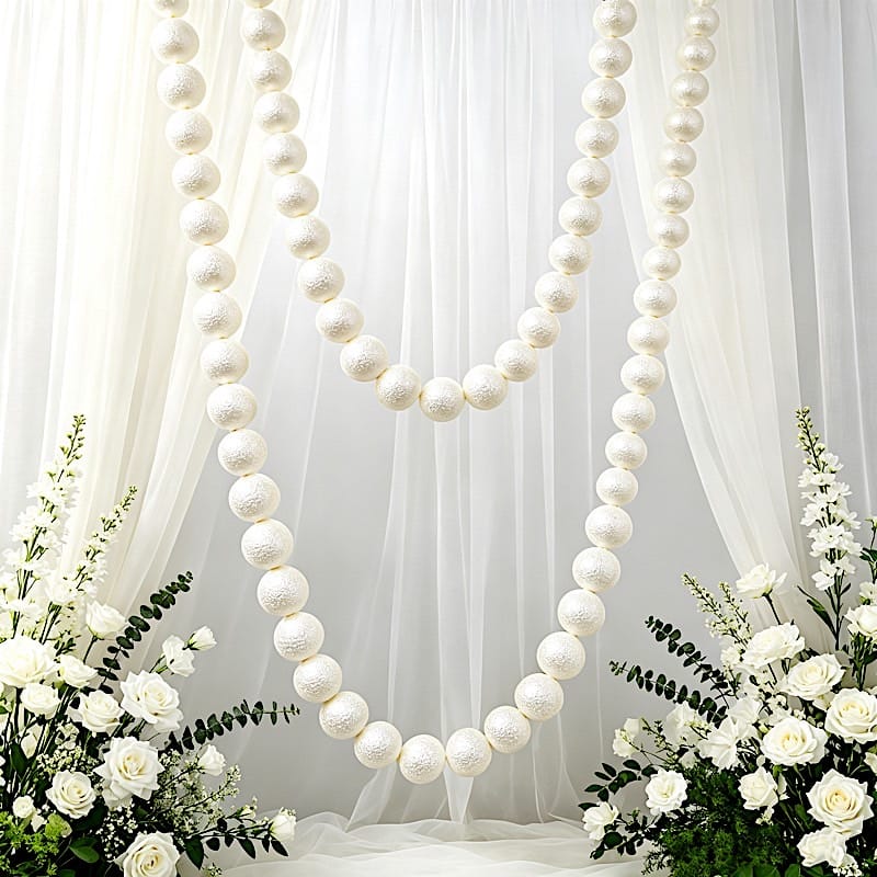 5 ft Foam Garland with 20 Pearls - White BKDP_DECOR_PRL_8CM_WHT