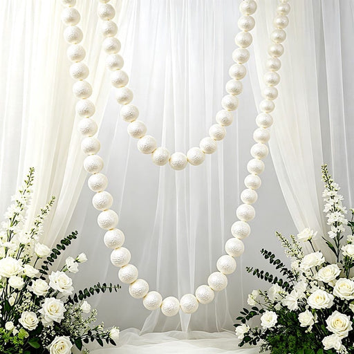 5 ft Foam Garland with 20 Pearls - White BKDP_DECOR_PRL_8CM_WHT