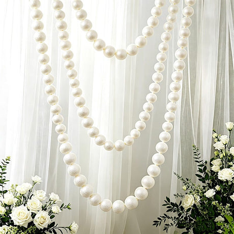 5 ft Foam Garland with 20 Pearls - White BKDP_DECOR_PRL_8CM_WHT