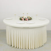 5 ft Wavy Spandex Fitted Round Tablecloth Table Skirt
