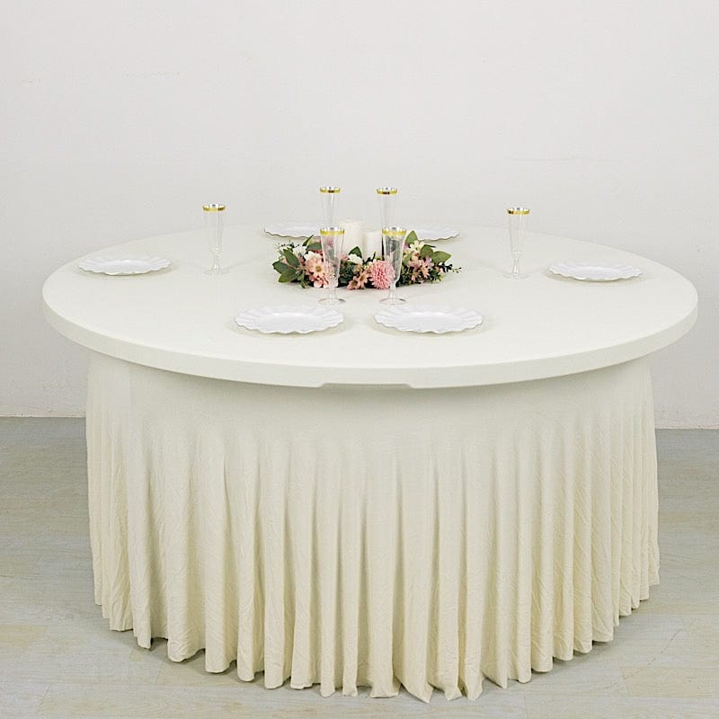 5 ft Wavy Spandex Fitted Round Tablecloth Table Skirt