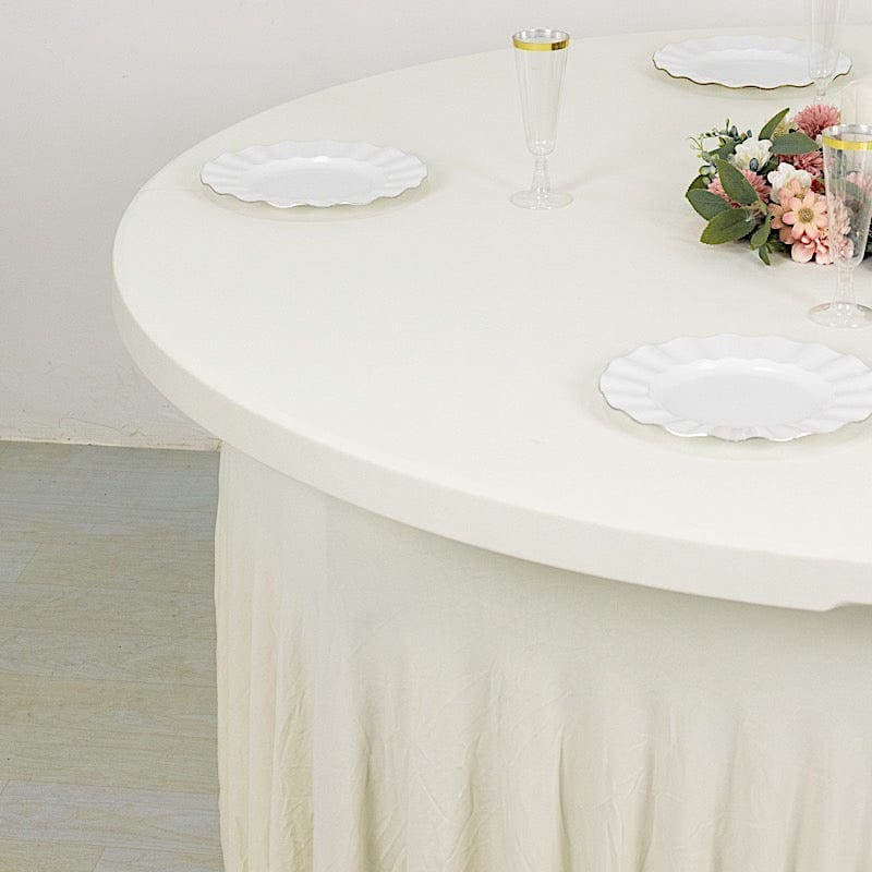 5 ft Wavy Spandex Fitted Round Tablecloth Table Skirt