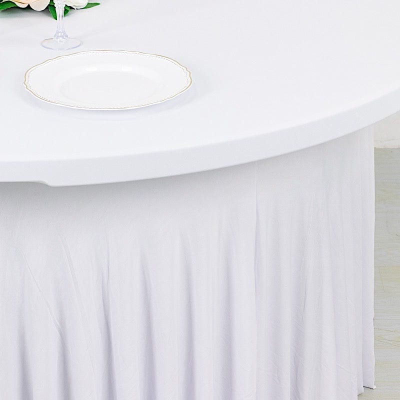 5 ft Wavy Spandex Fitted Round Tablecloth Table Skirt
