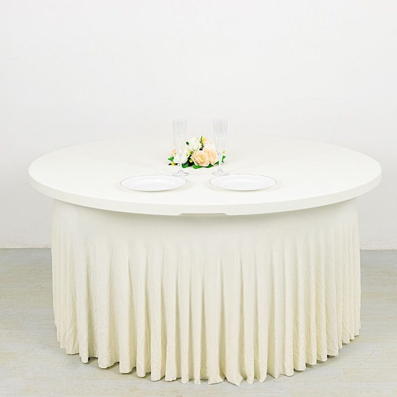 5 ft Wavy Spandex Fitted Round Tablecloth Table Skirt