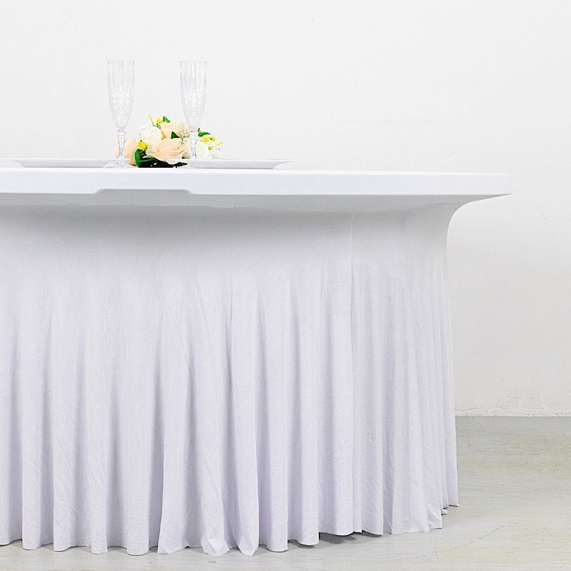 5 ft Wavy Spandex Fitted Round Tablecloth Table Skirt