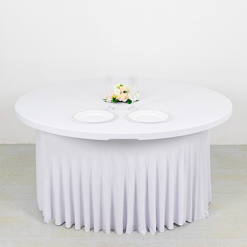5 ft Wavy Spandex Fitted Round Tablecloth Table Skirt