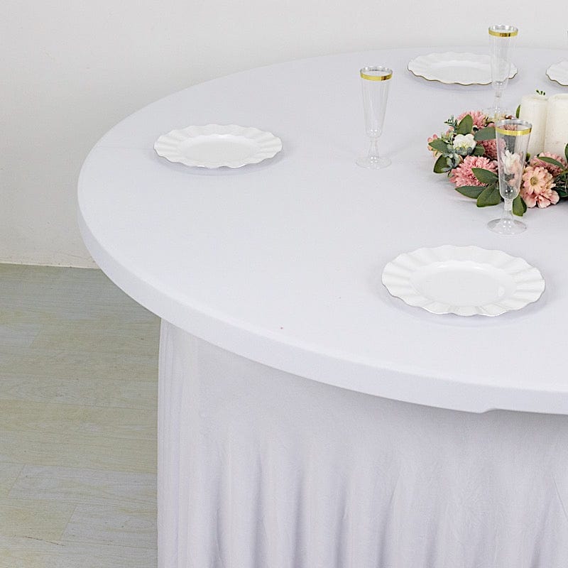 5 ft Wavy Spandex Fitted Round Tablecloth Table Skirt
