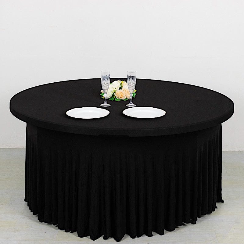 5 ft Wavy Spandex Fitted Round Tablecloth Table Skirt