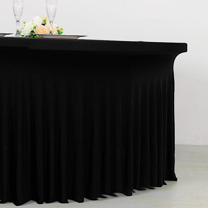 5 ft Wavy Spandex Fitted Round Tablecloth Table Skirt