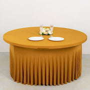 5 ft Wavy Spandex Fitted Round Tablecloth Table Skirt