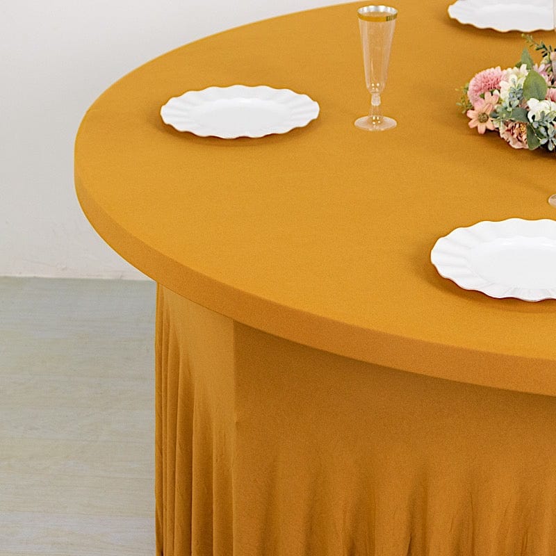 5 ft Wavy Spandex Fitted Round Tablecloth Table Skirt