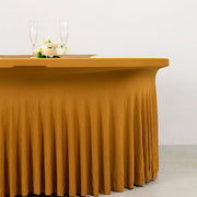 5 ft Wavy Spandex Fitted Round Tablecloth Table Skirt