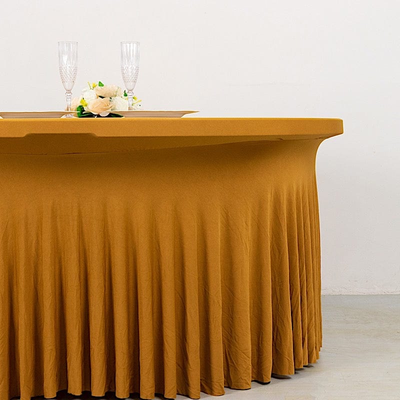 5 ft Wavy Spandex Fitted Round Tablecloth Table Skirt