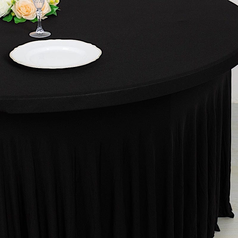 5 ft Wavy Spandex Fitted Round Tablecloth Table Skirt