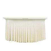 5 ft Wavy Spandex Fitted Round Tablecloth Table Skirt TAB_SPX60_FIT01_IVR