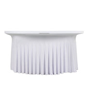5 ft Wavy Spandex Fitted Round Tablecloth Table Skirt TAB_SPX60_FIT01_WHT