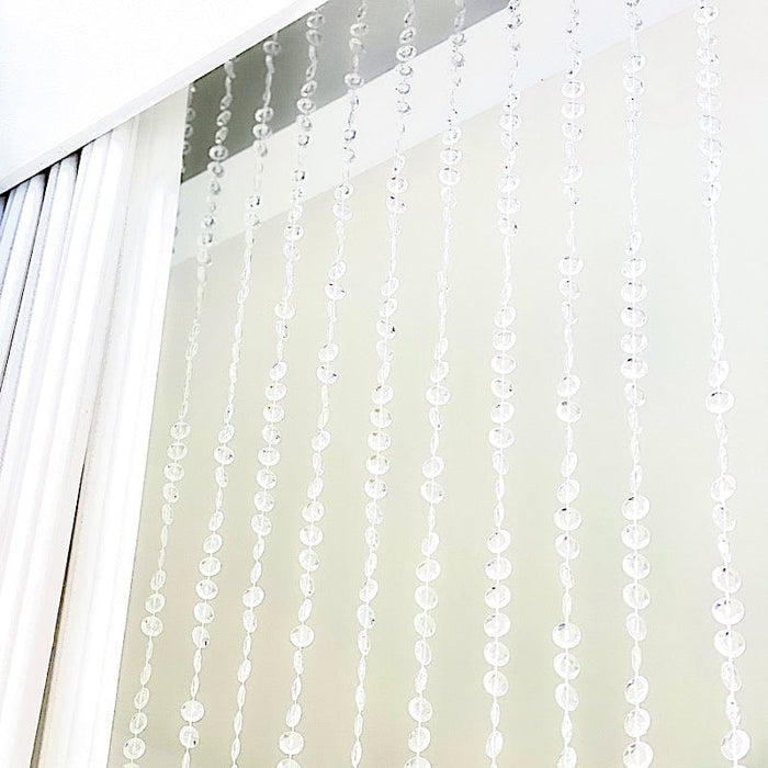 5 ft x 10 ft Acrylic Crystal Beaded Curtain with Polyester Rod Pocket - Clear CUR_F02_5X10FT_CLR