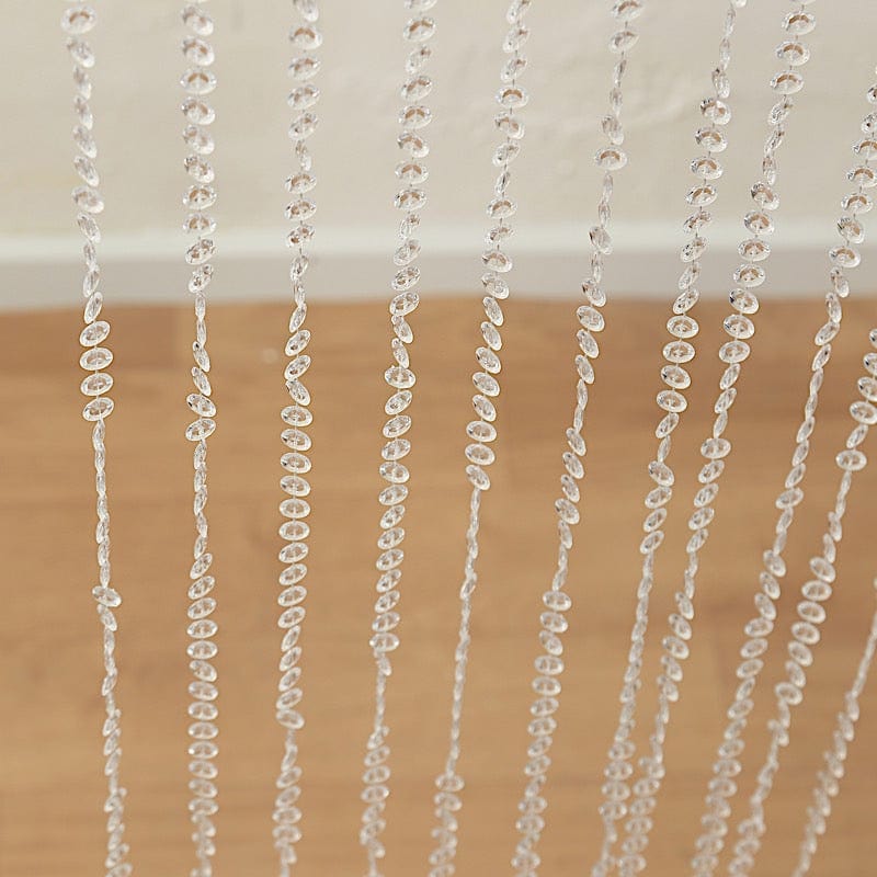 5 ft x 10 ft Acrylic Crystal Beaded Curtain with Polyester Rod Pocket - Clear CUR_F02_5X10FT_CLR