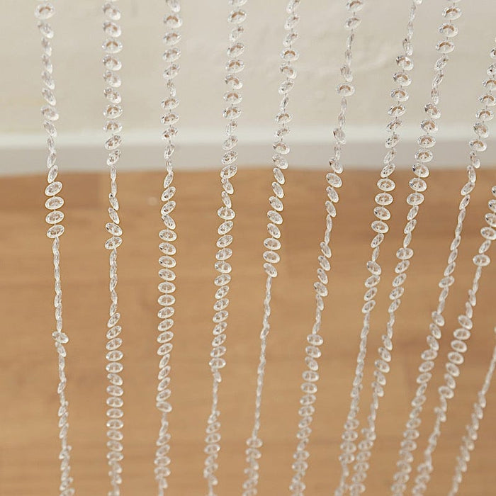 5 ft x 10 ft Acrylic Crystal Beaded Curtain with Polyester Rod Pocket - Clear CUR_F02_5X10FT_CLR