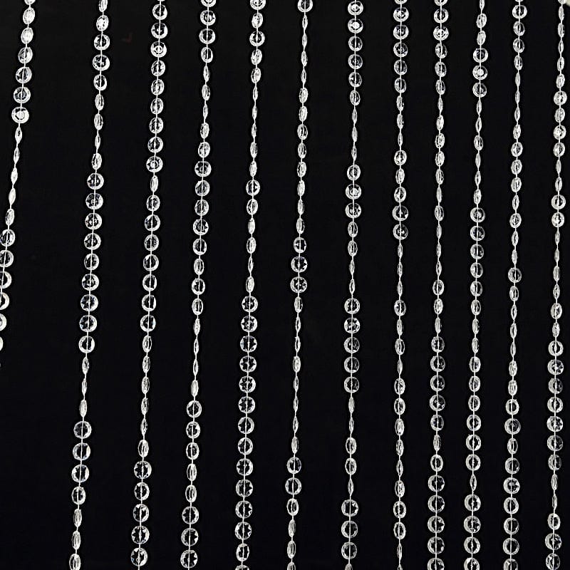 5 ft x 10 ft Acrylic Crystal Beaded Curtain with Polyester Rod Pocket - Clear CUR_F02_5X10FT_CLR