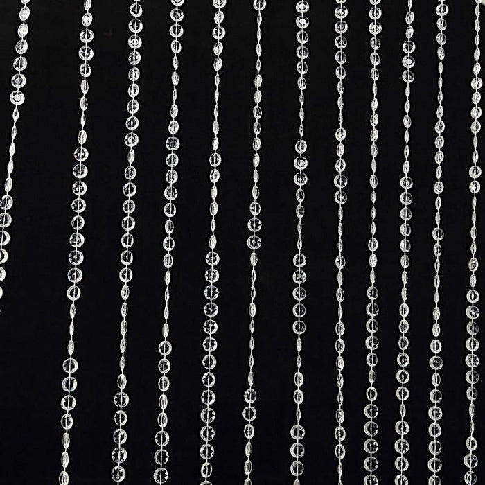 5 ft x 10 ft Acrylic Crystal Beaded Curtain with Polyester Rod Pocket - Clear CUR_F02_5X10FT_CLR