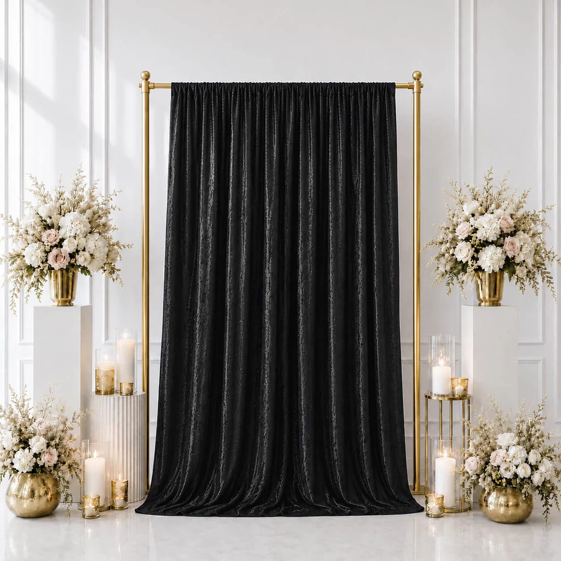 5 ft x 10 ft Crushed Velvet Backdrop Curtain 70% Blackout with Rod Pocket