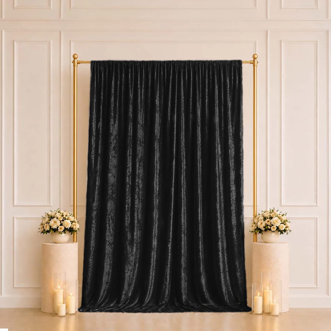 5 ft x 10 ft Crushed Velvet Backdrop Curtain 70% Blackout with Rod Pocket