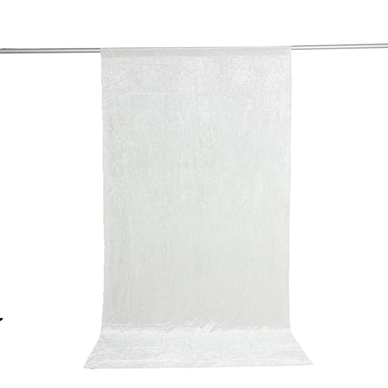5 ft x 10 ft Crushed Velvet Backdrop Curtain 70% Blackout with Rod Pocket BKDP_VEL_PRM_5X10_WHT