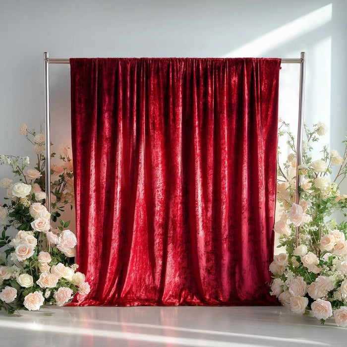 5 ft x 10 ft Crushed Velvet Backdrop Curtain with Rod Pocket