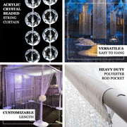 5 ft x 12 ft Acrylic Crystal Beaded Curtain with Polyester Rod Pocket - Clear CUR_F02_5X12FT_CLR