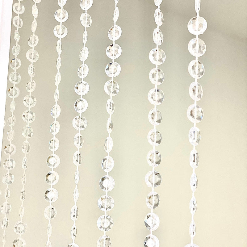 5 ft x 12 ft Acrylic Crystal Beaded Curtain with Polyester Rod Pocket - Clear CUR_F02_5X12FT_CLR