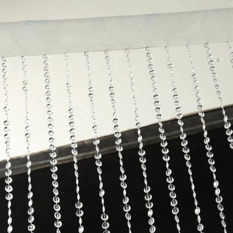 5 ft x 12 ft Acrylic Crystal Beaded Curtain with Polyester Rod Pocket - Clear CUR_F02_5X12FT_CLR