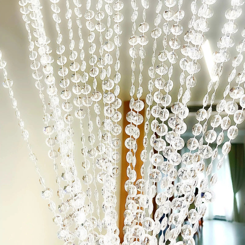 5 ft x 12 ft Acrylic Crystal Beaded Curtain with Polyester Rod Pocket - Clear CUR_F02_5X12FT_CLR