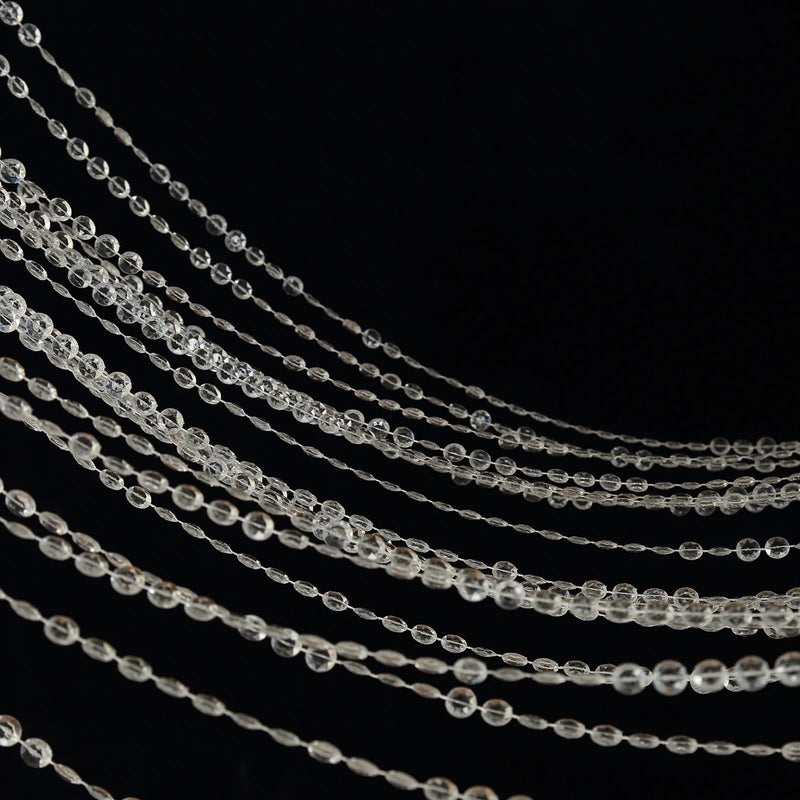 5 ft x 12 ft Acrylic Crystal Beaded Curtain with Polyester Rod Pocket - Clear CUR_F02_5X12FT_CLR