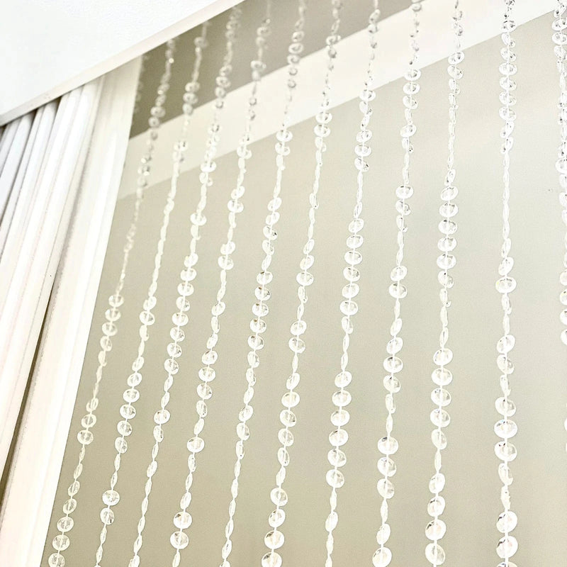 5 ft x 12 ft Acrylic Crystal Beaded Curtain with Polyester Rod Pocket - Clear CUR_F02_5X12FT_CLR