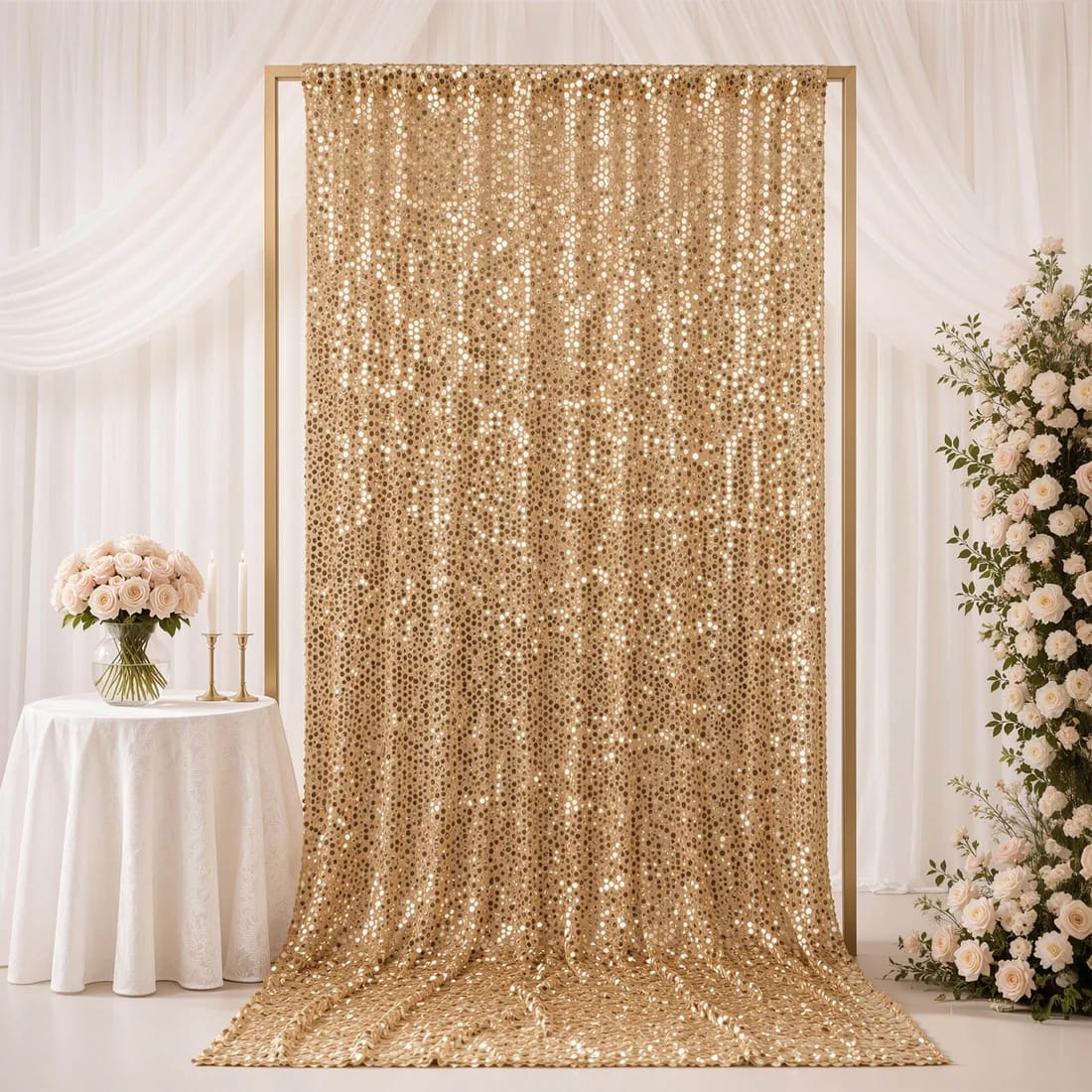 5 ft x 12 ft Big Payette Sequined Backdrop Curtain with Rod Pocket