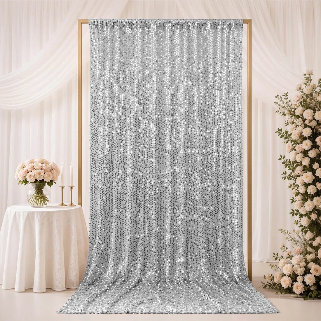 5 ft x 12 ft Big Payette Sequined Backdrop Curtain with Rod Pocket