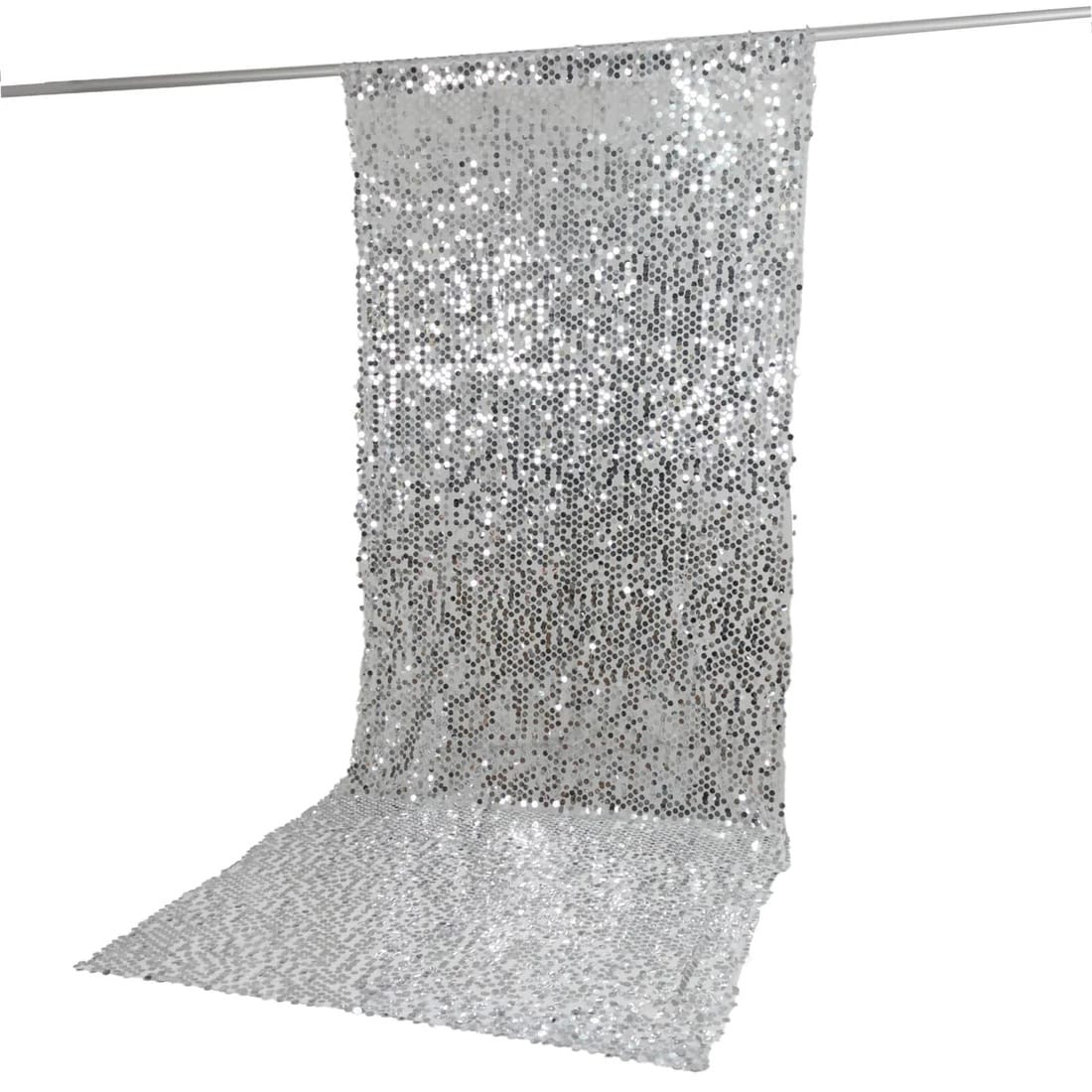 5 ft x 12 ft Big Payette Sequined Backdrop Curtain with Rod Pocket BKDP_71_5X12_SILV