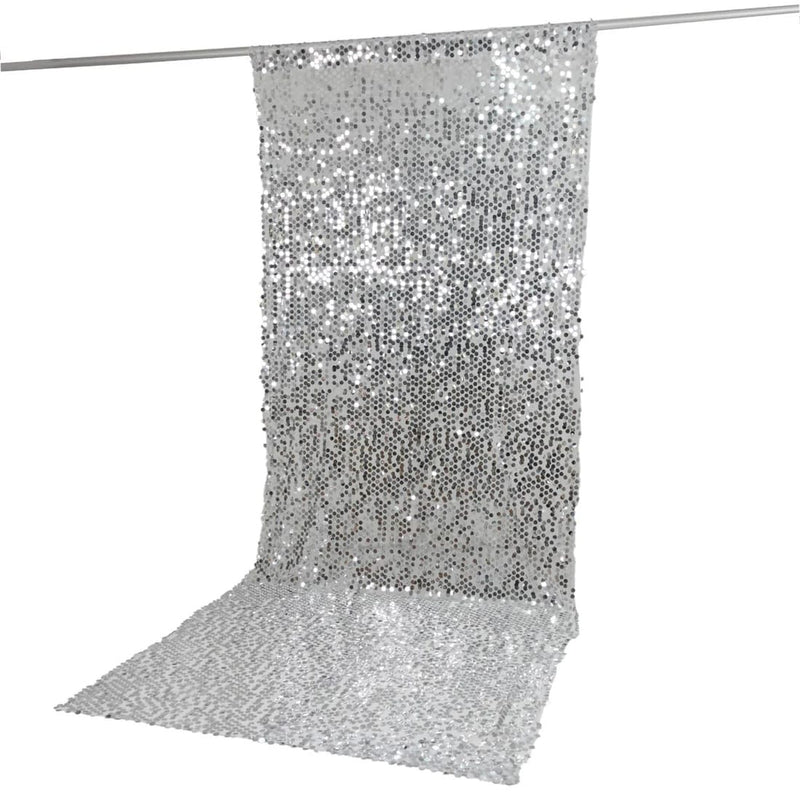 5 ft x 12 ft Big Payette Sequined Backdrop Curtain with Rod Pocket BKDP_71_5X12_SILV