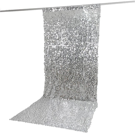 5 ft x 12 ft Big Payette Sequined Backdrop Curtain with Rod Pocket BKDP_71_5X12_SILV