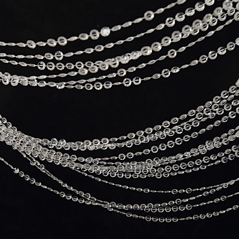 5 ft x 16 ft Acrylic Crystal Beaded Curtain with Polyester Rod Pocket - Clear CUR_F02_5X16FT_CLR