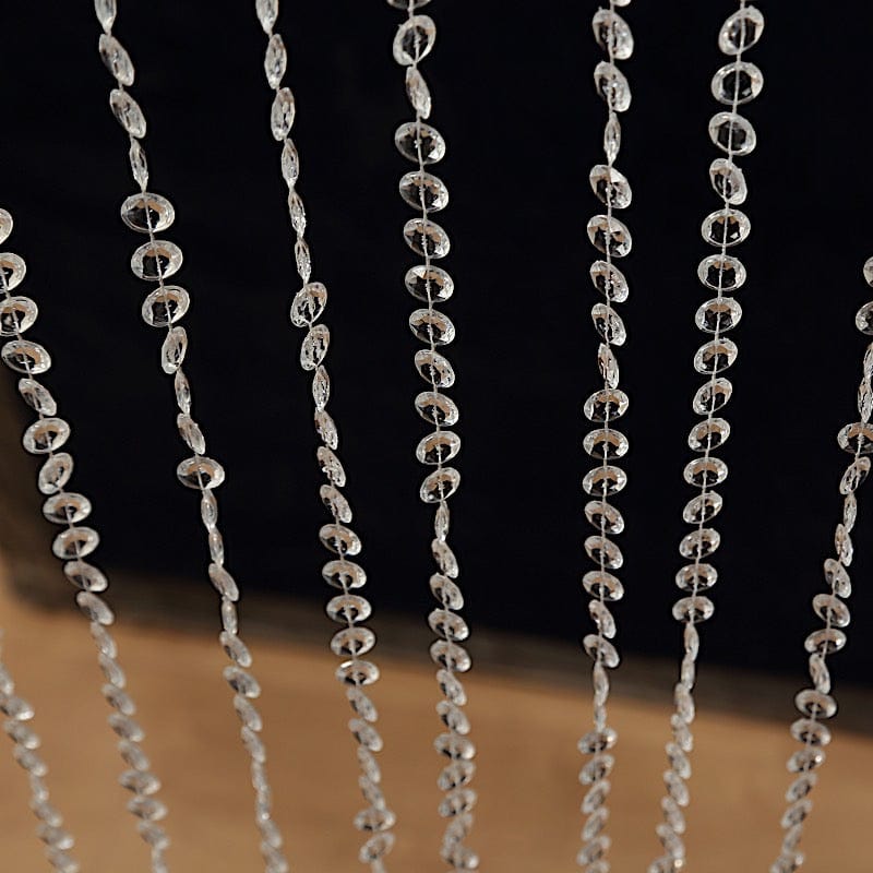 5 ft x 16 ft Acrylic Crystal Beaded Curtain with Polyester Rod Pocket - Clear CUR_F02_5X16FT_CLR