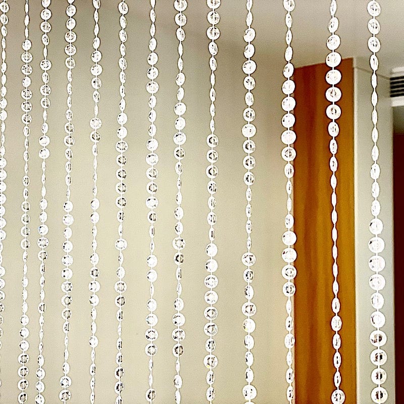 5 ft x 16 ft Acrylic Crystal Beaded Curtain with Polyester Rod Pocket - Clear CUR_F02_5X16FT_CLR