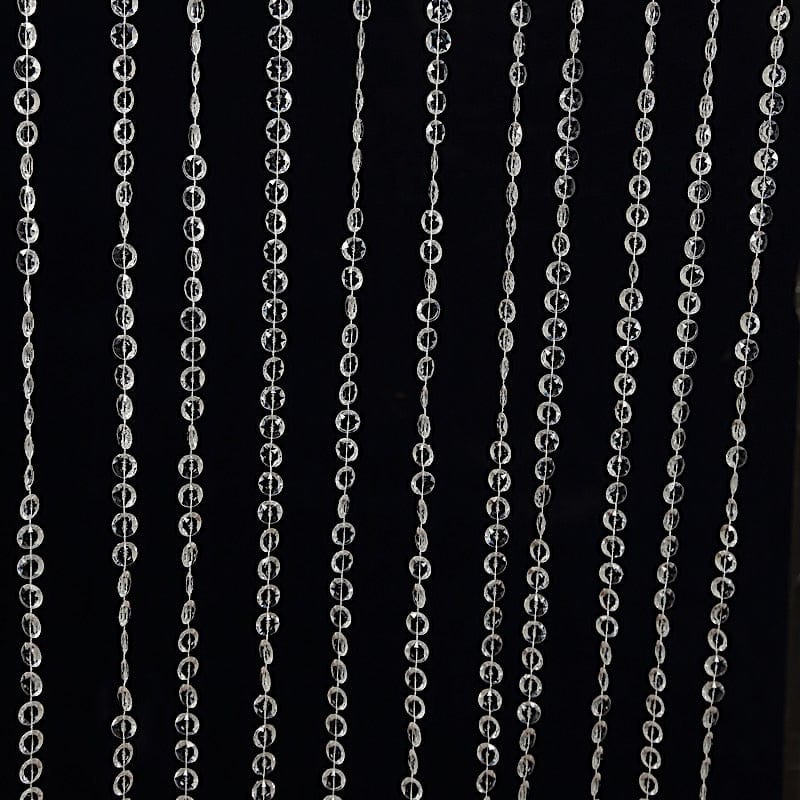 5 ft x 16 ft Acrylic Crystal Beaded Curtain with Polyester Rod Pocket - Clear CUR_F02_5X16FT_CLR
