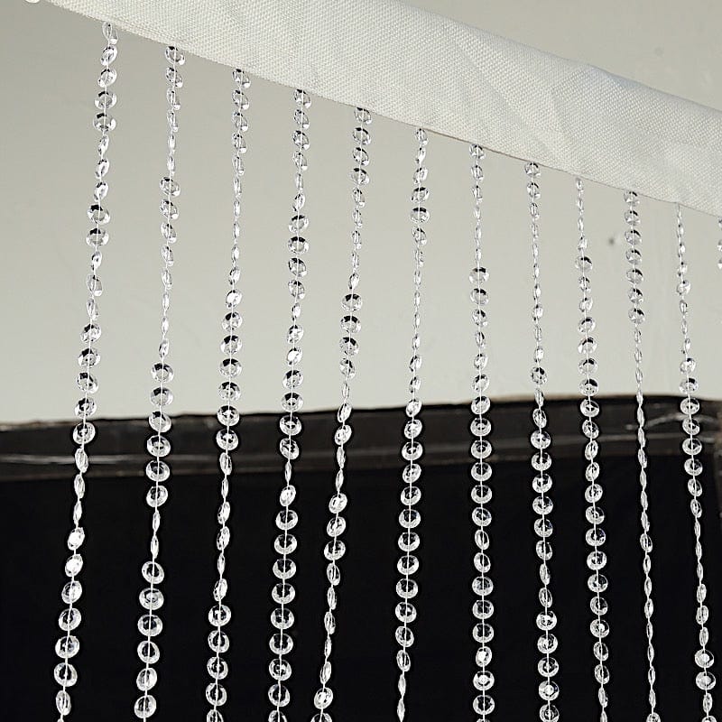 5 ft x 16 ft Acrylic Crystal Beaded Curtain with Polyester Rod Pocket - Clear CUR_F02_5X16FT_CLR