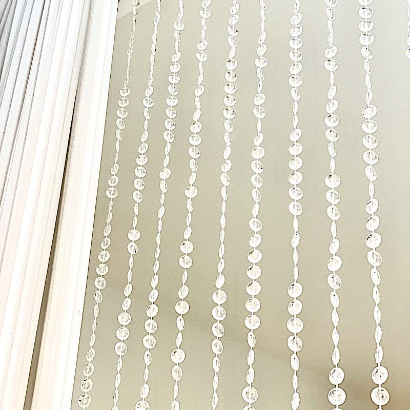 5 ft x 16 ft Acrylic Crystal Beaded Curtain with Polyester Rod Pocket - Clear CUR_F02_5X16FT_CLR