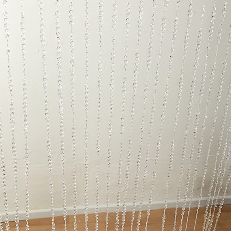 5 ft x 16 ft Acrylic Crystal Beaded Curtain with Polyester Rod Pocket - Clear CUR_F02_5X16FT_CLR
