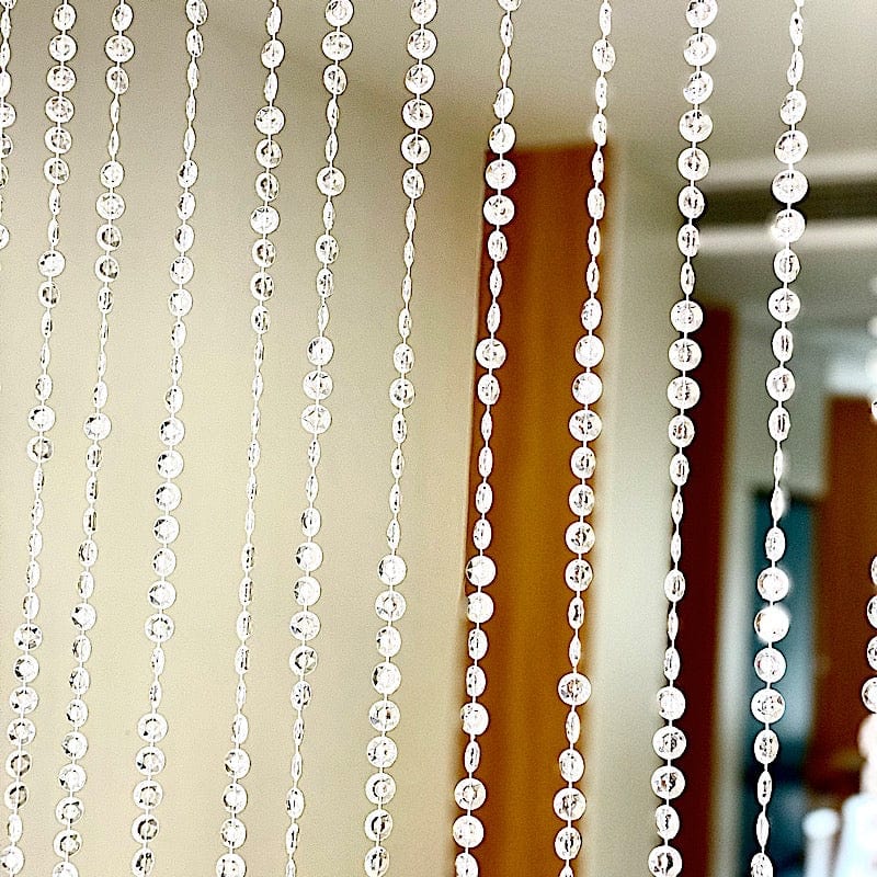 5 ft x 16 ft Acrylic Crystal Beaded Curtain with Polyester Rod Pocket - Clear CUR_F02_5X16FT_CLR