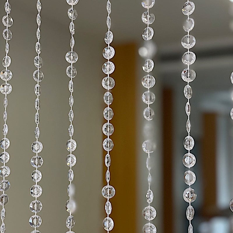 5 ft x 16 ft Acrylic Crystal Beaded Curtain with Polyester Rod Pocket - Clear CUR_F02_5X16FT_CLR